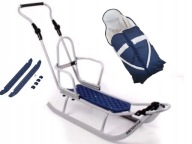 Srebrne Sanki Piccolino + śpiwór+ pchacz+ podnóżki X2 Adbor