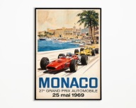 Plakat Klasyczny Bolid F1 GP Monaco – Motorsport Retro Plakat A3