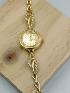 Kurren Zegarek damski biżuteryjny złote listki i tarcza, cyrkonie - klasa