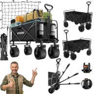 WÓZEK TURYSTYCZNY SKŁADANY PLAŻOWY TRANSPORTOWY TERENOWE KOŁA + SIATKA 120L