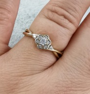 AAA Pierścionek pozłacany 14K średnica 19 mm elegancki z cyrkoniami