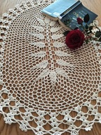 Obrus serwetka bieżnik szydełkowe rękodzieło misterne cacko ekri 65x100