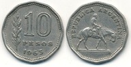 Argentyna 10 Pesos - 1963r ... Monety