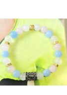 BRANSOLETKA STAL 316L RUNA BERKANO KAMIEŃ KWARC UNIKAT NA WYMIAR