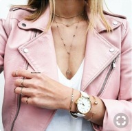 Kurtka eko skóra Biker Pink - ZARA L