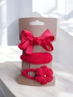 Spinki do włosów kwiatek kokardka czerwień 3 szt.