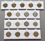 FRANCJA 1 FRANK 1921-1974 W HOLDERACH ZESTAW 17 SZT.