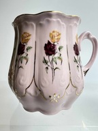 Kubek porcelana różowa H&C Chodov Bohemia kwiaty złocenia piękny!