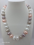 Naszyjnik PERŁY MUSZLOWE Shell Pearls Kolorowe SREBRO 925 PREZENT Vintage