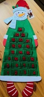 Kalendarz adwentowy DIY bałwanek z kieszonkami 6x5 cm długośc 86 cm