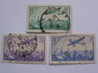 Francja - samolot nad miastem - zestaw - Mi. 305, 307, 309 kasowane