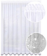 FIRANA GOTOWA BIAŁA Z CYRKONIAMI WOAL GŁADKA DO SALONU 300X230 CM