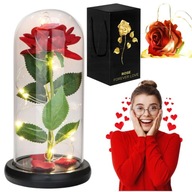 WIECZNA RÓŻA W SZKLE ŚWIECĄCA ROMANTYCZNY PREZENT NA WALENTYNKI DLA NIEJ