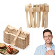 WIDELCE JEDNORAZOWE DREWNIANE SZTUĆCE 16,5CM EKO NA GRILL ZESTAW 100 SZT