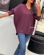 Sweter Classic Basic Rozporki Bakłażan