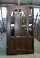 DRZWI Zewnętrzne Drewniane Sosnowe z Doświetlem Wejściowe 122x216cm