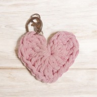 Brelok Serduszko Szydełkowe, Handmade, Bawełniany Sznurek, Prezent, 1szt