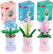 ZESTAW 3 MINI KWIATÓW W DONICZCE Klocki konstrukcyjne DEKORACYJNE puzzle