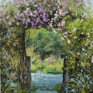 Do ogrodu" obraz olejny na płótnie 30x30cm , oryginał Garncarek Al,,,