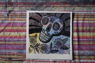 Skull. 30 × 30 cm. 2025 r. (linoryt kol.)