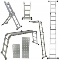 DRABINA ALUMINIOWA PRZEGUBOWA WIELOFUNKCYJNA ROZSUWANA PODEST BISKY 150 kg