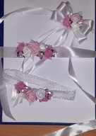 Komplet do chrztu. Opaska pasek ozdoba świecy