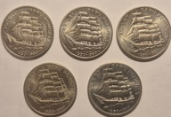 Pięć monet obiegowych 50 lat Daru Pomorza