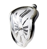 ZEGAR ŚCIENNY MELTING DALI| srebrny nowoczesny| designerski loft