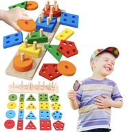 KLOCKI DREWNIANE SORTER UKŁADANKA LOGICZNO ZRĘCZNOŚCIOWA DREWNIANA