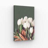 Obraz na Płótnie 40x70cm Białe Tulipany Kwiaty Natura Bukiet Design Hit