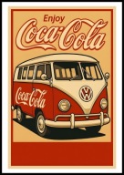 A2 OBRAZ PLAKAT ENJOY COCA-COLA, COCA-COLA BUS, AUTOBUS, RETRO VINTAGE