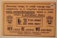 HER - LICZKA BE - ŁDOWSKI WO - ŁOSZYŃSKI - ZJEDNOCZNOE FABRYKI BIBUŁEK