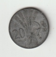Czechoslowacja 20 Halerzy 1941 okupacja Niemiecka cynk