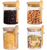 Słoik Na Przetwory Prosty Słoik Szklany z pokrywką i łyżeczką