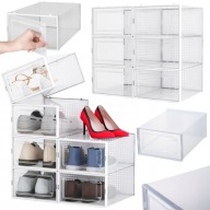 PRZEZROCZYSTE PLASTIKOWE MODUŁOWE PUDEŁKA NA BUTY SKŁADANE ORGANIZERY X6
