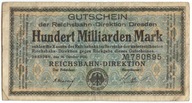 Niemcy - Banknot - 100 Milliarden Mark - 1923 - Reichsbahn - DRESDEN