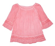 Made in ITALY_Piękna włoska BLUZKA_koralowa lekko cieniowana 100%wiskoza_44