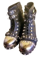 botki czarne z metalowymi, srebrnymi ozdobami, 38 nowe, markowe