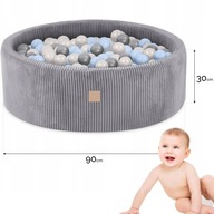 SUCHY BASEN Z KULKAMI 90X30 BASENIK PIANKOWY SZARY SZTRUKS 200 PIŁEK MISIOO