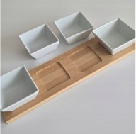 Zestaw Miseczek bambusowa patera do dipów przekąsek 4 sztuki Livarno Home