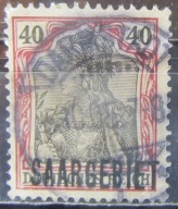 Niemcy stary znaczek z nadrukiem Saargebiet (3/4