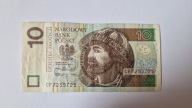 Banknot kolekcjonerski 10 zł 2016 r. seria CF 725 9 725 RADAR