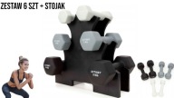 HANTLE NEOPRENOWE ZESTAW 6SZT CIĘŻARKI 2x1kg 2x2kg 2x3kg FITNESS STOJAK XL