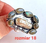 Pierścionek Biwa Perła Labradoryt R 18-19