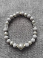 ŚLICZNA BRANSOLETKA SZKLANE PERŁY SZKLANE POWLEKANE KORALIKI Z CYRKONIAMI