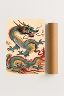 Plakat bez ramy 30x40 cm Smok w chińskim stylu 2 orientalna sztuka