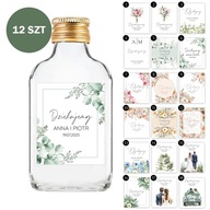 Naklejki na butelki 100 ml dla gości na wesele ślub 12 szt- PERSONALIZACJA