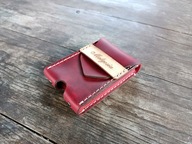 Etui na karty, dokumenty, wizytownik, skóra naturalna, czerwień