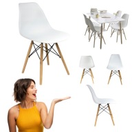 KRZESLO BIALE PLASTIKOWE DO SALONU DO JADALNI SKANDYNAWSKIE BUKOWE