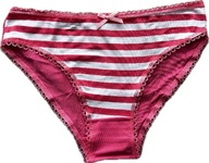 Majtki figi damskie bawełniane z koronką w biało różowe paski - roz. S